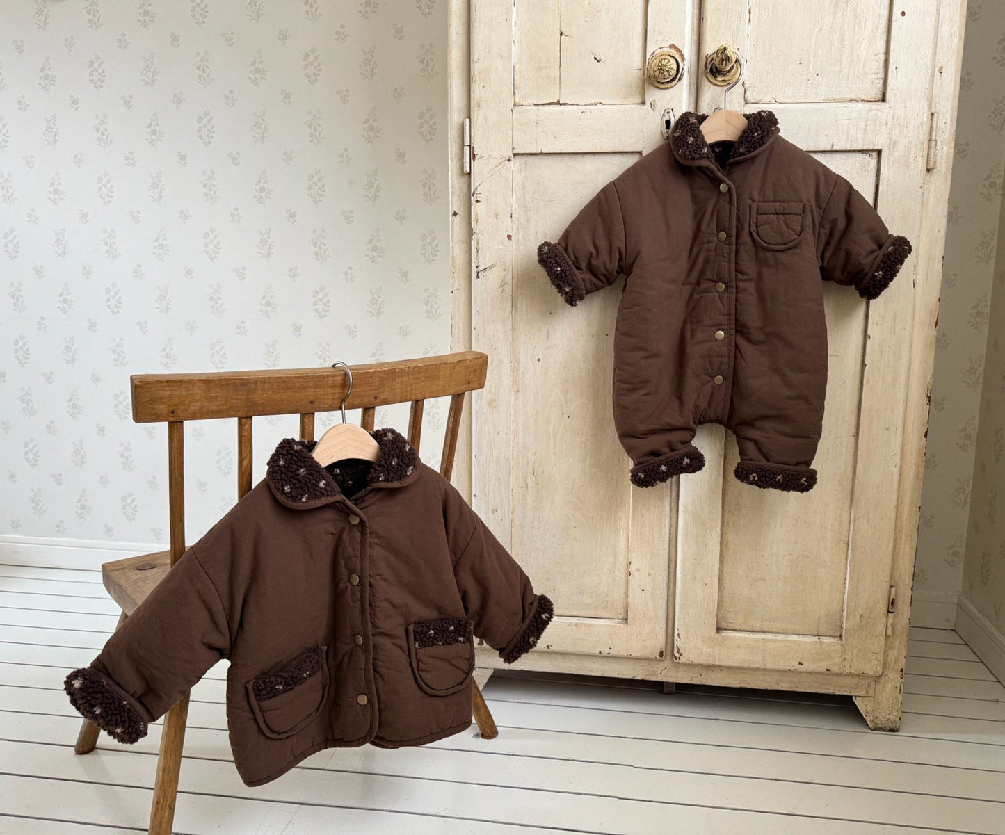 Kids W25 Sherpa Lined Reversible Padded Jacket with Collar (1-6y) - 2 Colors