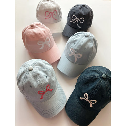 Adult Bow Embroidery Baseball Cap - 6Colors
