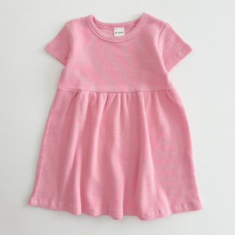 [At Noon Exclusive] Kids Cozy Waffle Dress (1-6y) - Pink