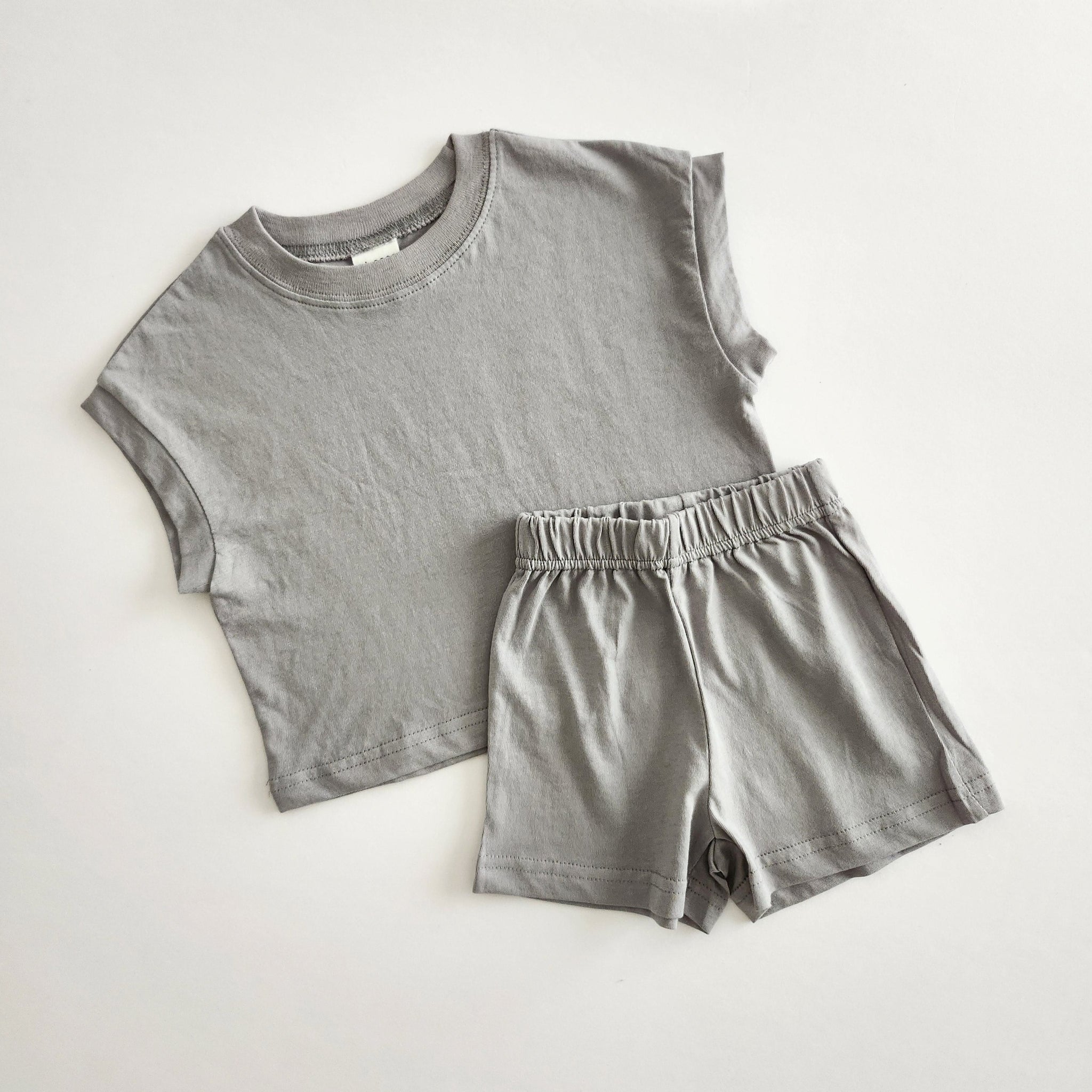 [At Noon Exclusive] Kids Muscle T-Shirt and Shorts Set(3m-5y) - Grey