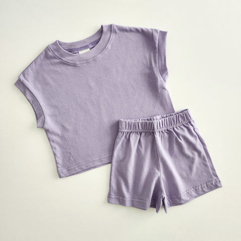 [At Noon Exclusive] Kids Muscle T-Shirt and Shorts Set(3m-5y) -Purple