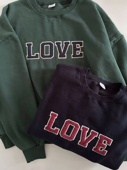 [At Noon Exclusive]] Mom Corduroy Embroidery  LOVE Sweatshirt (One Size) - 2 Colors - AT NOON STORE