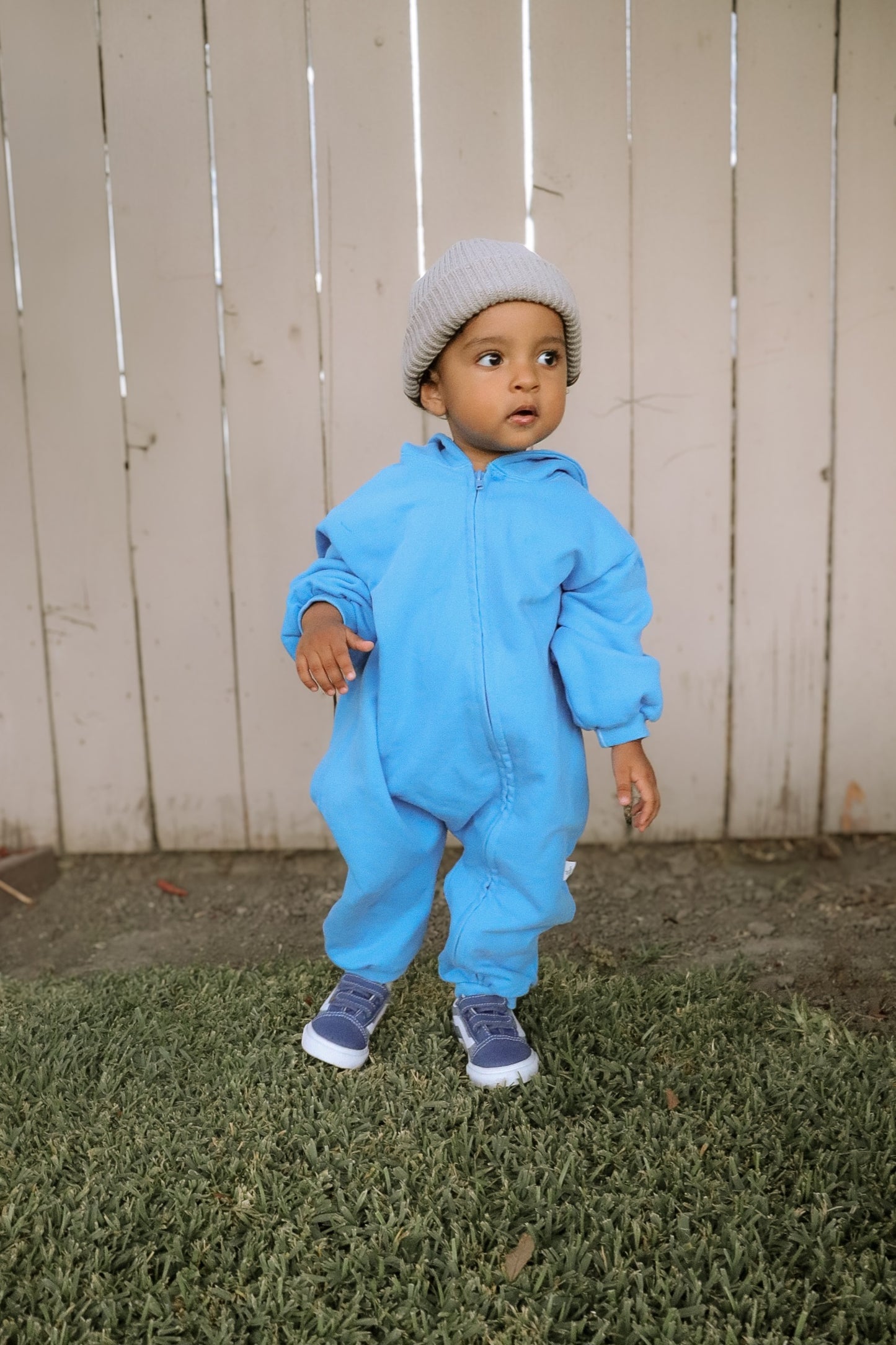 [At Noon Original Design] Baby Pigment Dyed Zip-Up Hoodie Jumpsuit (3m-3y)-Blue - AT NOON STORE