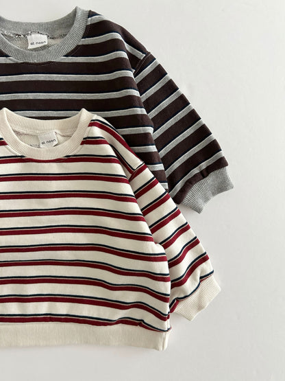 [At Noon Original Design] Kids Soft French Terry Cotton Stripe Sweatshirt (6m-7y) - 4 Colors - AT NOON STORE