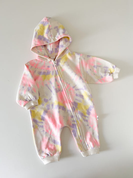 [At Noon Original] Baby Oversized Zip-Up Hoodie Jumpsuit (3m-4y)- Tie Dyed Multi