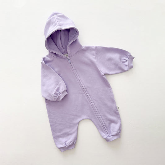 [At Noon Original Design] Baby Pigment Dyed Zip-Up Hoodie Jumpsuit (3m-3y)-Lilac