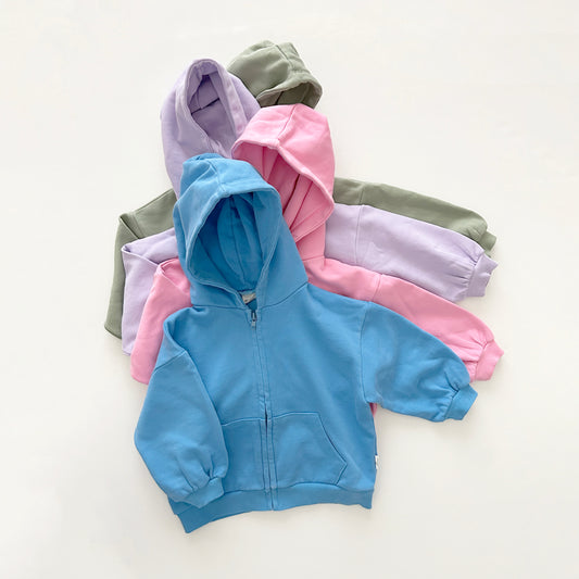 [At Noon Original Design] Kids Pigment Dyed Zip-up Hoodie (1-6y) - 4 Colors