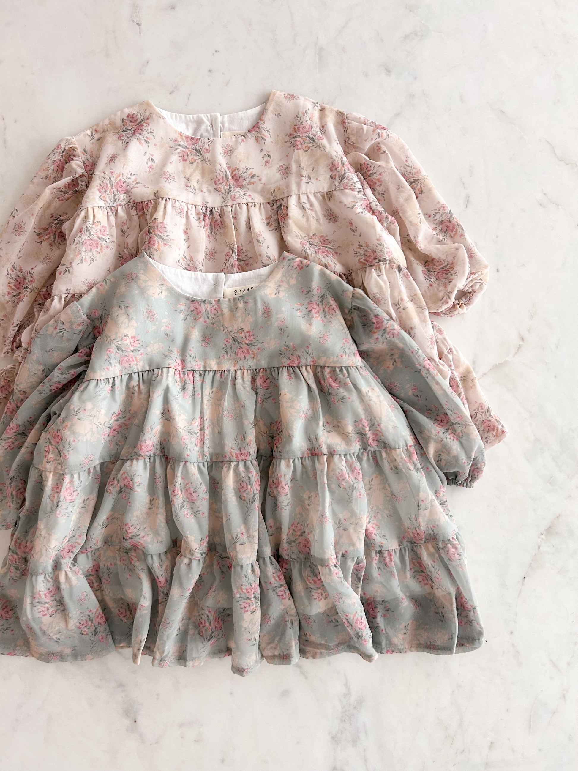 Toddler Anggo SP26 Floral Balloon Sleeve Chiffon Dess(1-6y) - 2 Colors - AT NOON STORE