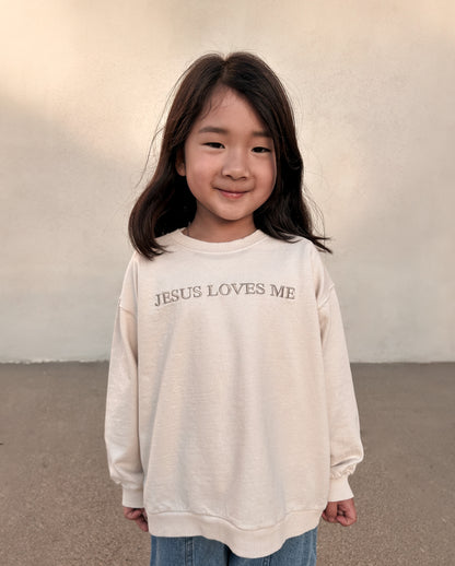 [At Noon Original Design] Kids JESUS LOVES ME Sweatshirt (6m-9y) - Pink