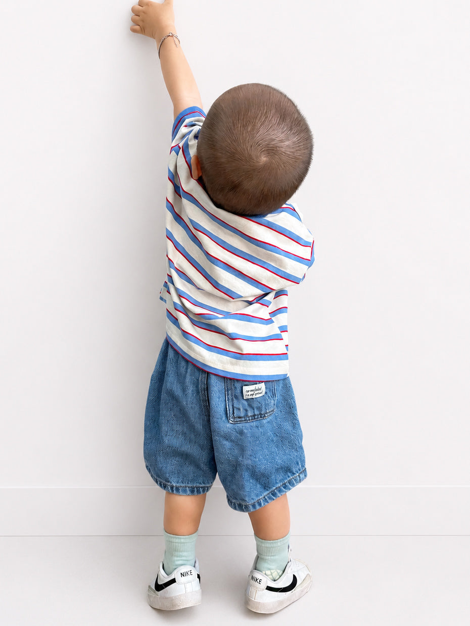 [Pre-Order] At Noon Kids Oversized USA Print Stripe T-Shirt (6m-8y) - 2 Colors