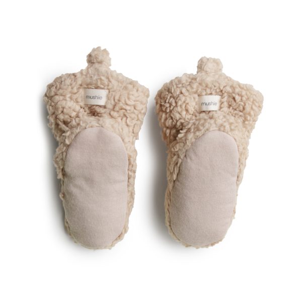 Mushie Cozy Baby Booties(3-9m) - Oatmeal