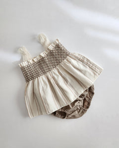 Baby Ann Lace Shoulder Smocked Bodice Top (3-18m) -2 Colors