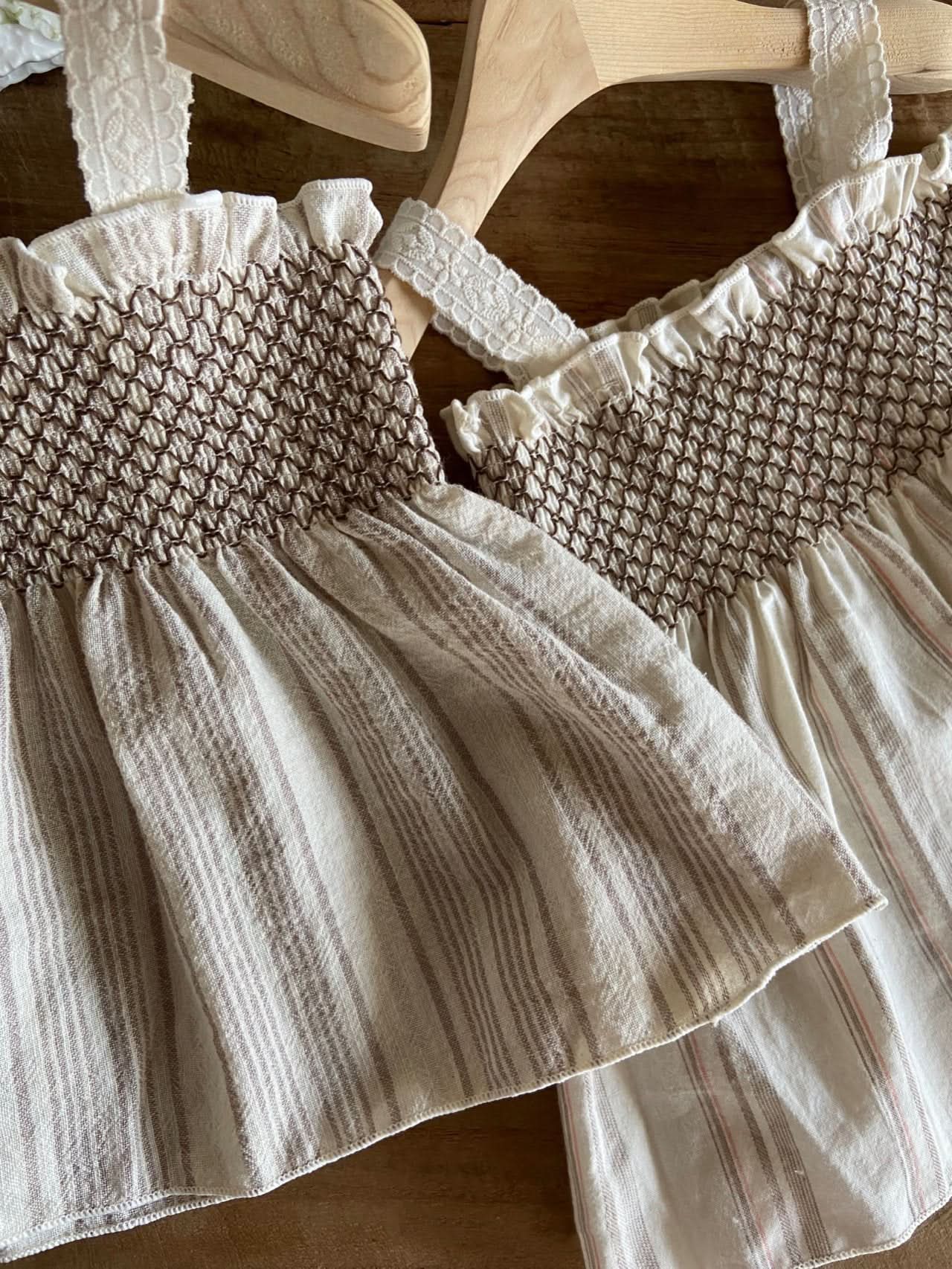 Baby Ann Lace Shoulder Smocked Bodice Top (3-18m) -2 Colors - AT NOON STORE