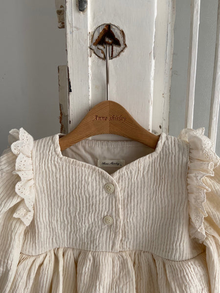 Baby Ann Ruffle Detail Button Romper (6-17m) - Cream