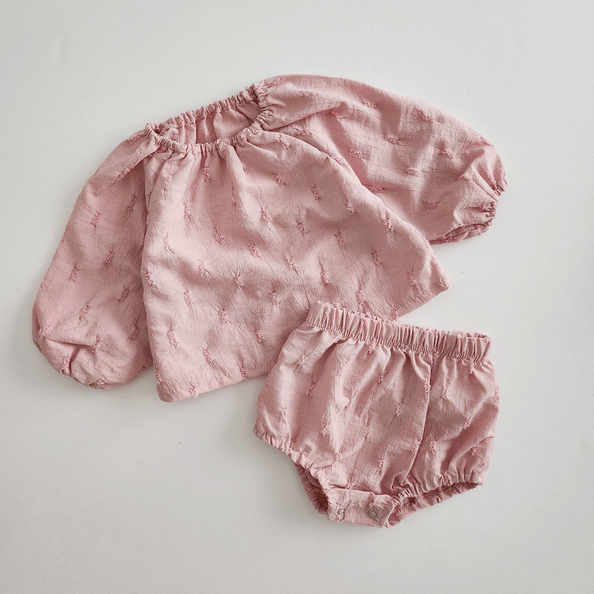 Baby BH Bubble Blouse Top and Bloomer Shorts Set (3-18m)- Pink
