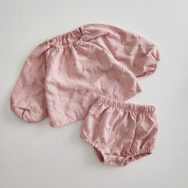 Baby BH Bubble Blouse Top and Bloomer Shorts Set (3-18m)- Pink