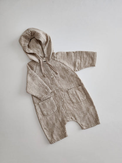 Baby BH Gauze Cotton Hooded Jumpsuit (6-18m) - 2 Colors - AT NOON STORE