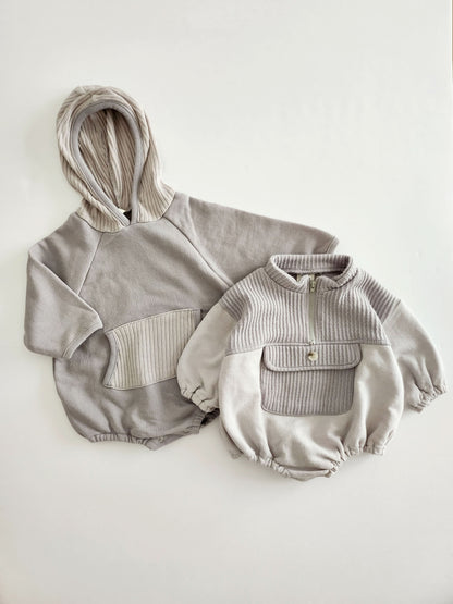 Baby BH Kangaroo Pocket Hooded Romper (3-18m) - 2 Colors - AT NOON STORE