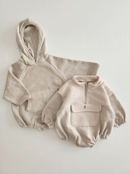 Baby BH Kangaroo Pocket Hooded Romper (3-18m) - 2 Colors - AT NOON STORE