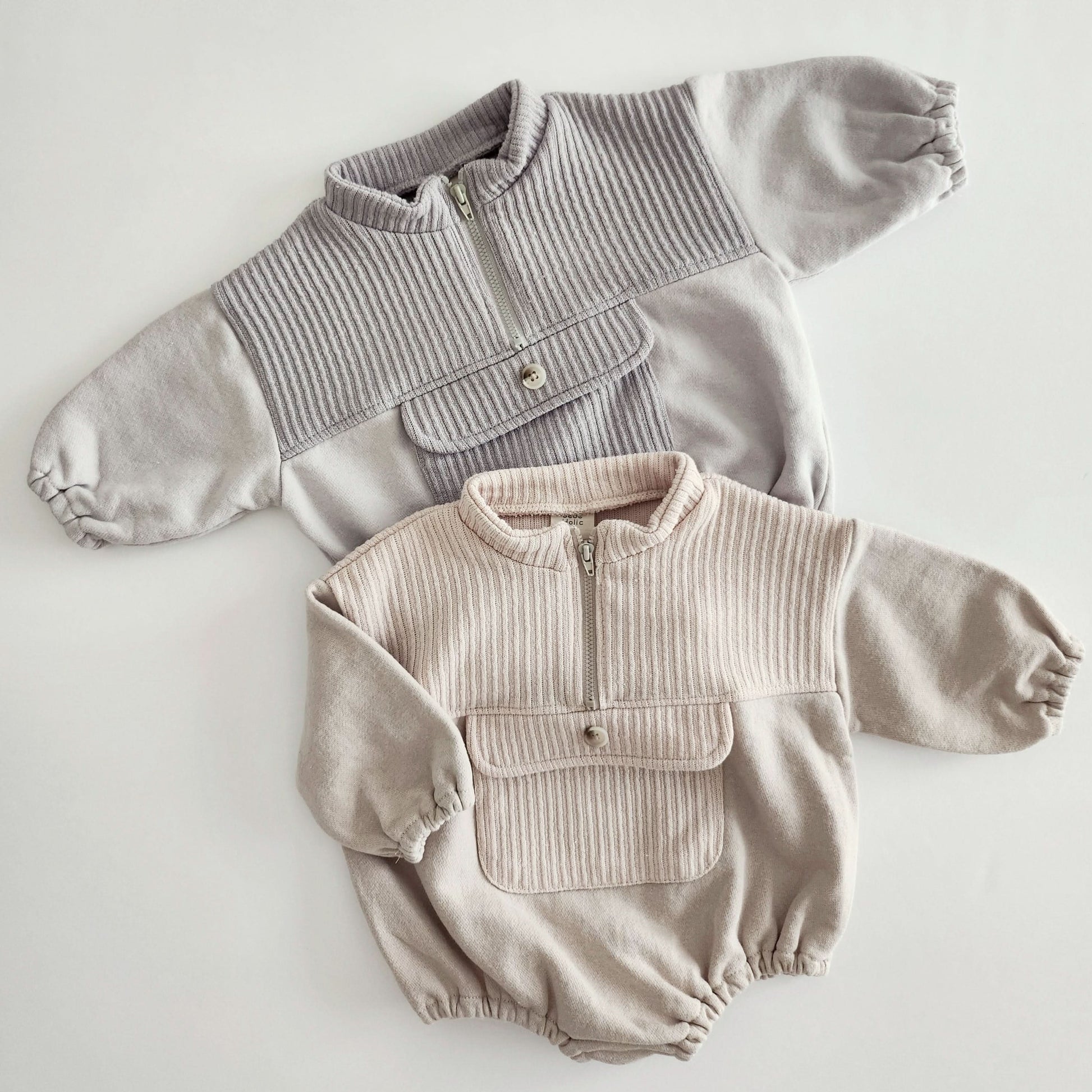 Baby BH Mock Neck Half-Zip Romper (3-18m) - 2 Colors - AT NOON STORE