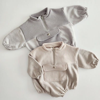 Baby BH Mock Neck Half-Zip Romper (3-18m) - 2 Colors - AT NOON STORE