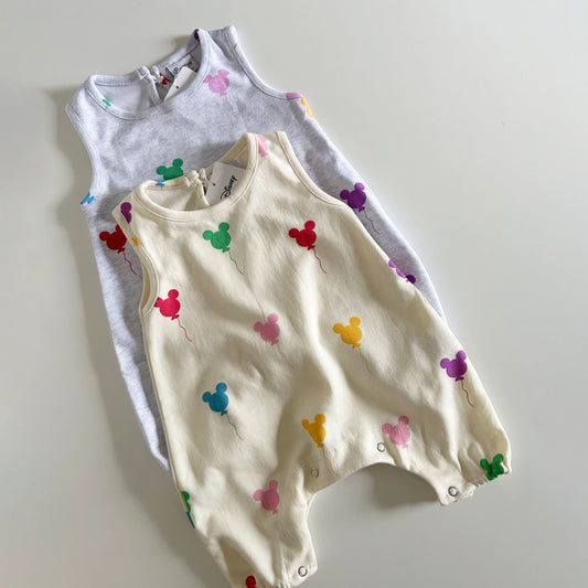 Baby Balloon Print Cotton Sleeveless Jumpsuit (3-24m) - 2colors - AT NOON STORE