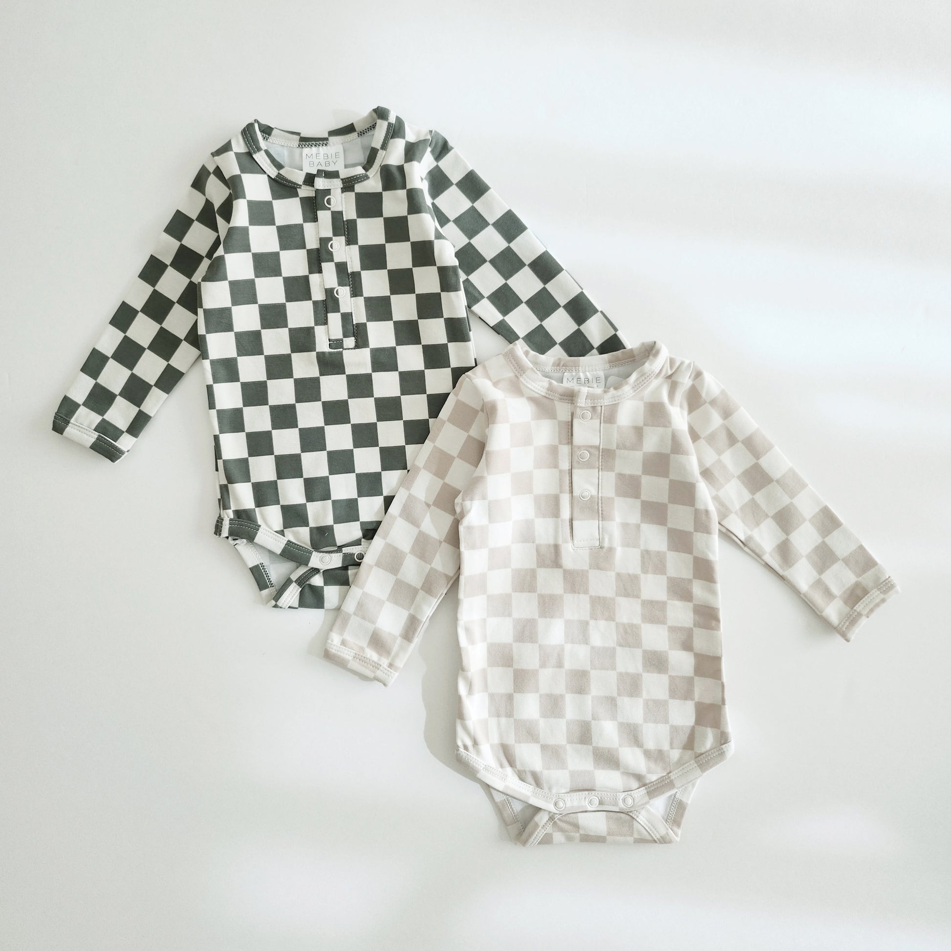 Baby Checkered Snap Long Sleeve Bodysuit (0-18m) - 2 Colors - AT NOON STORE