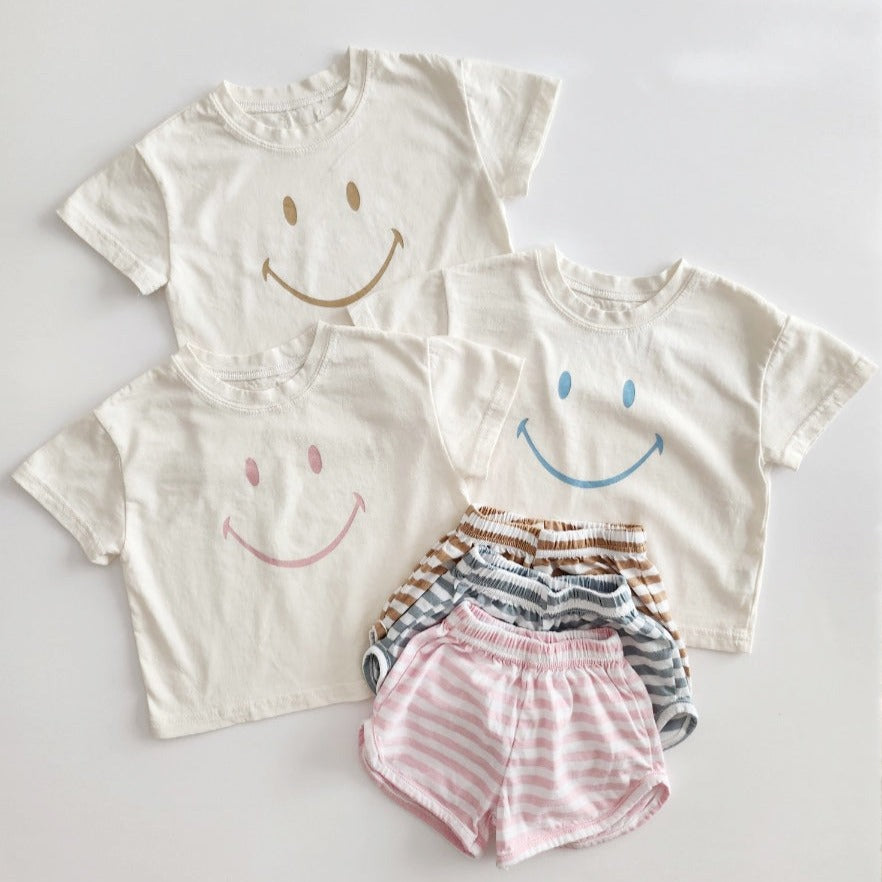 Baby Cotton T-Shirt and Stripe Shorts Set (4-15m) - 3 Colors