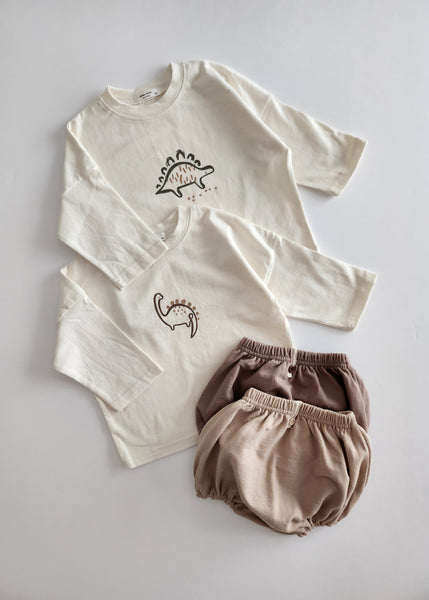 Baby Dino Print Top and Bloomer Shorts Set (6-18m) - 2 Color