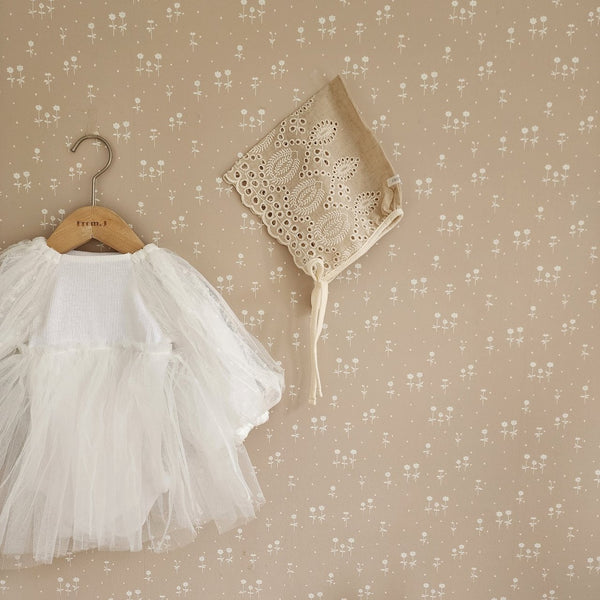 Baby Dot Embroidered Organza Puff Sleeve Tutu Dress Romper (3-18m) - White