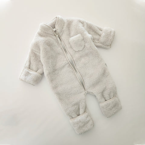 Baby Fluffy Fleece One-Piece (3-10m) - Ash Grey
