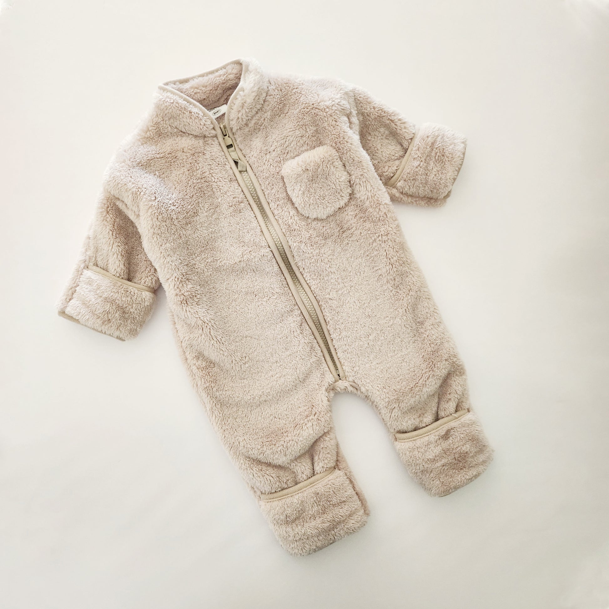 Baby Fluffy Fleece One-Piece (3-10m) - Beige - AT NOON STORE