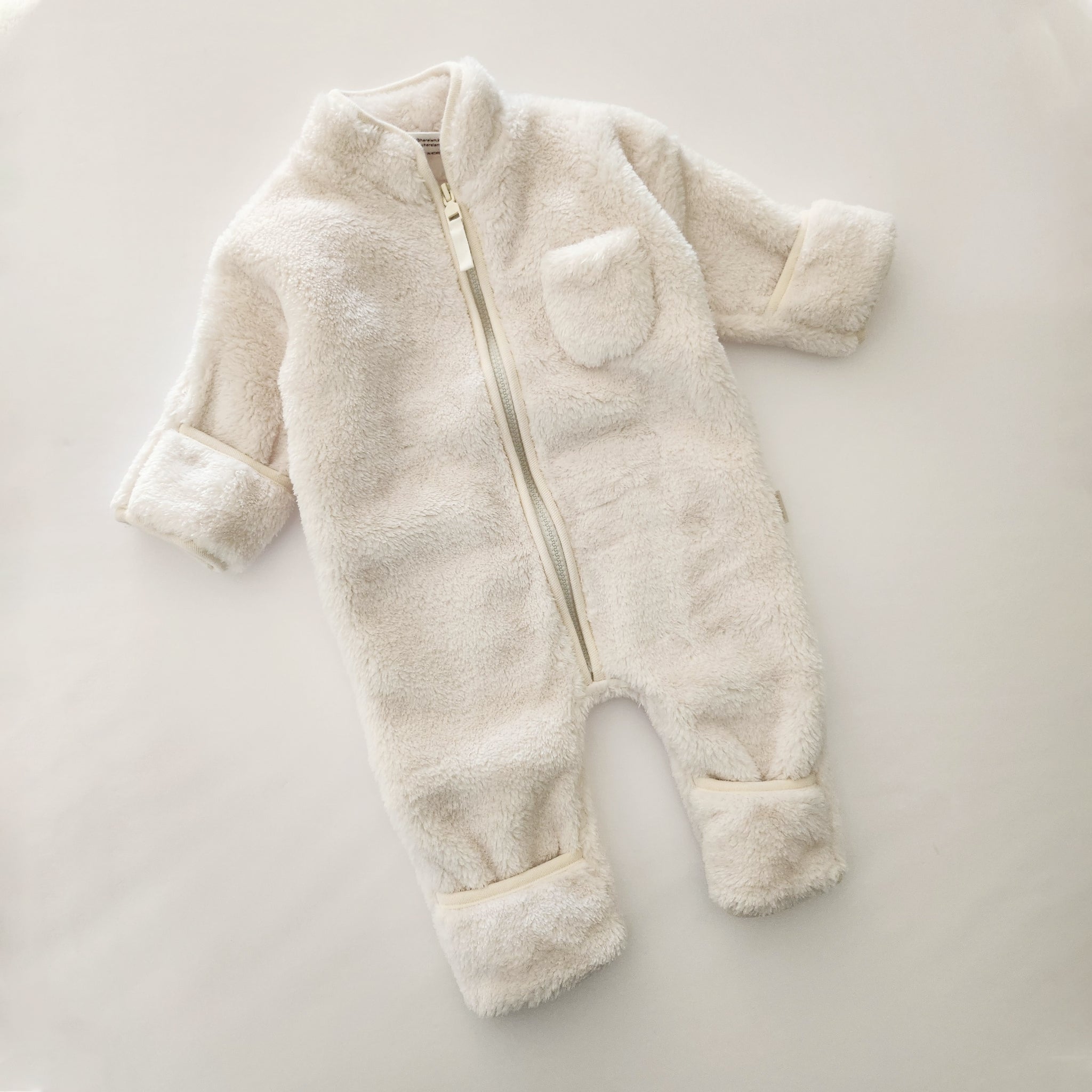Baby Fluffy Fleece One-Piece (3-10m) - Milk White