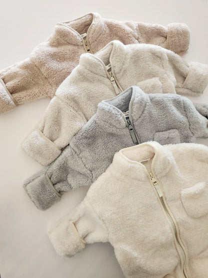 Baby Fluffy Fleece One-Piece (3-10m) - Milk White - AT NOON STORE