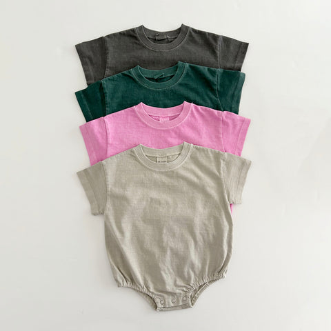 Baby Garment-Dyed T-Shirt Romper (3-18m) - 4 Colors