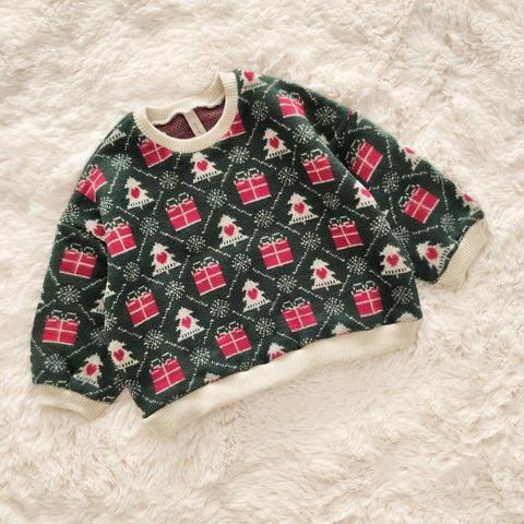 Toddler Holiday Jacquard Sweater Top (1-6y) - Green