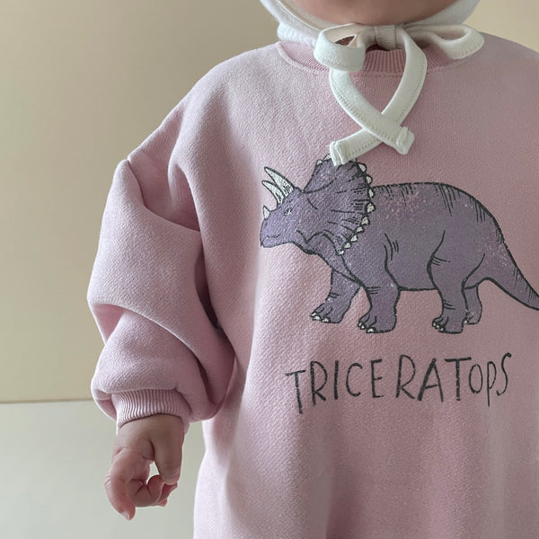 Baby Land Brushed Cotton Dinosaur Romper (4-15m) - Pink Triceratops