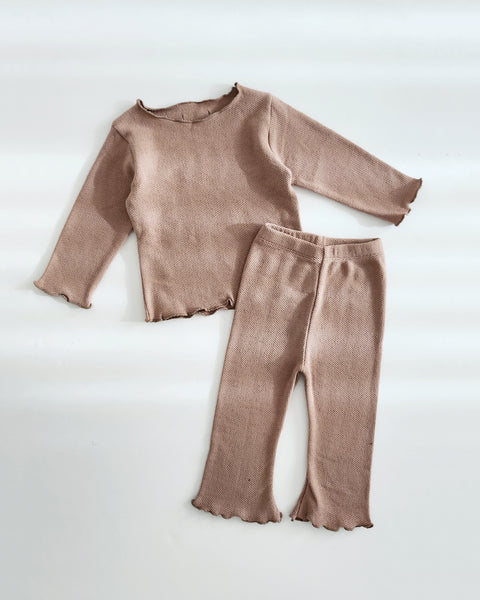 Baby Lettuce Edge Top and  Flare Pants Set (6-24m) - 3 Colors