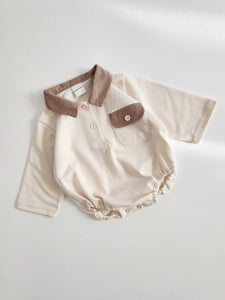 Baby Long Sleeve Collared Romper (0-24m) - 2 Colors