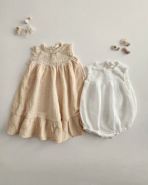 Toddler Monbebe Crochet Sleeveless Dress (1-6y)-Snow