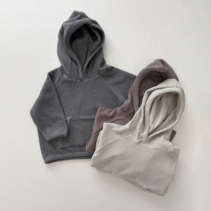 Toddler Nunu Textured Kangaroo Pocket Pullover Hoodie (1-6y) - 3 Colors - AT NOON STORE