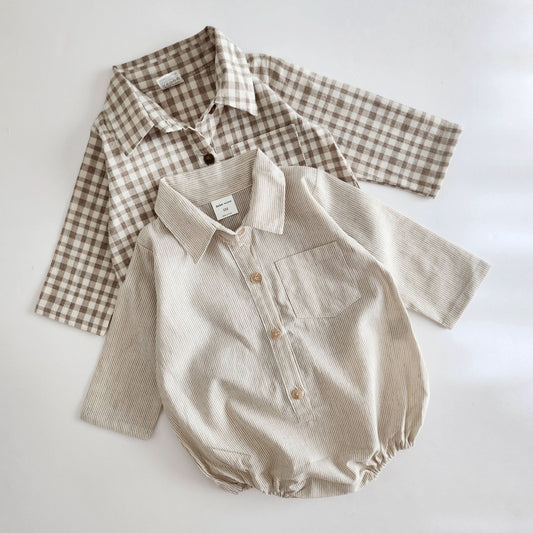 Baby Pocket Shirt Romper (3-18m) - 2 Color - AT NOON STORE