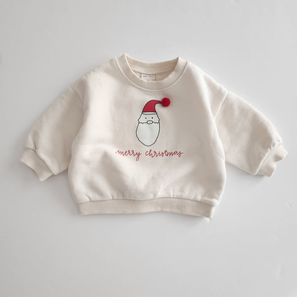 Baby Red Pom Merry Christmas Print Sweatshirt (0-36m)