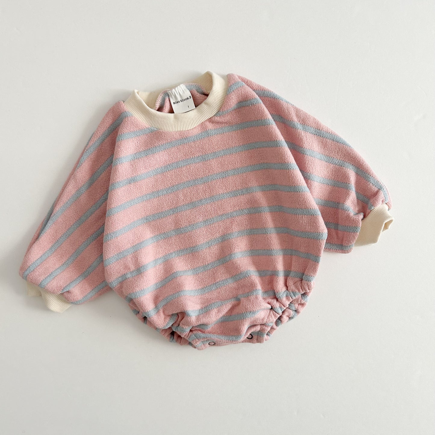 Baby Stripe Bubble Romper (0-24m) - Pink Stripe