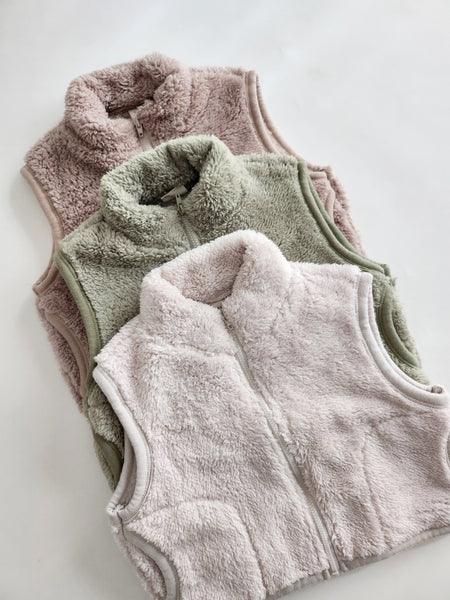 Baby Toddler Bella Fluffy Fleece Pocket Vest  (3m-6y) - 3 Colors