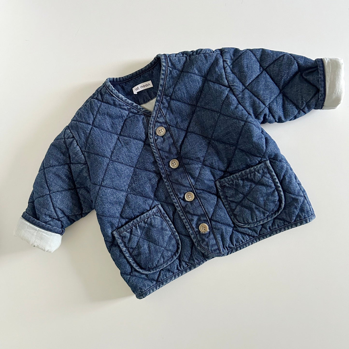 [At Noon Original Design] Baby Toddler Washed Denim Quilted Jacket  (6m-6y)