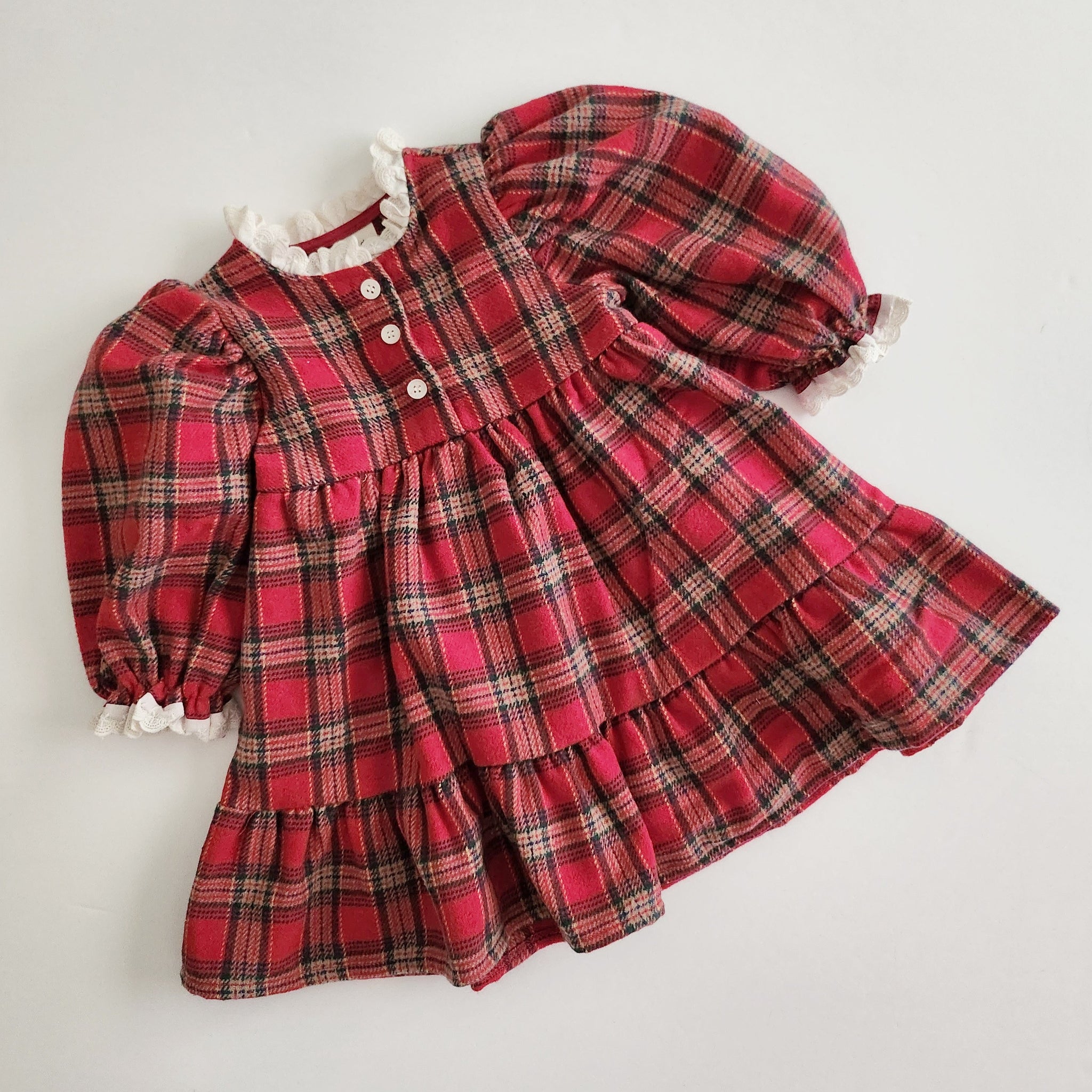 Baby Toddler Lace Detail Red Tartan Dress (6m-6y)