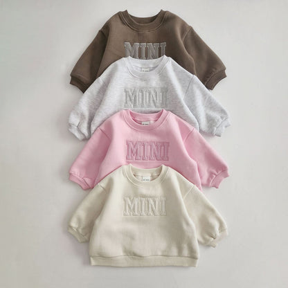 Baby Toddler Mini Waffle Embroidery Sweatshirt Sweatshirt (6m-6y) -4 Colors - AT NOON STORE