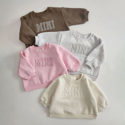 Baby Toddler Mini Waffle Embroidery Sweatshirt Sweatshirt (6m-6y) -4 Colors - AT NOON STORE