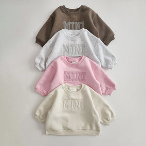Baby Toddler Mini Waffle Embroidery Sweatshirt Sweatshirt (6m-6y) -4 Colors